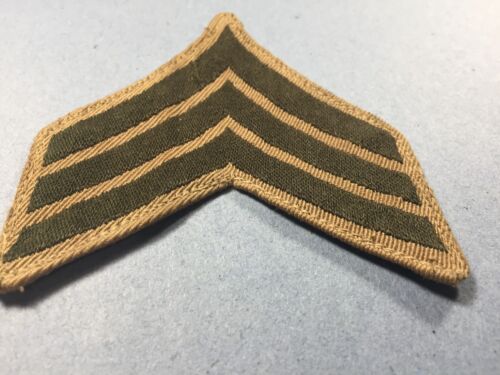 vintage -USMC- Sergeant Chevron Green on Khaki (Male)(1 pc) - Picture 2 of 5