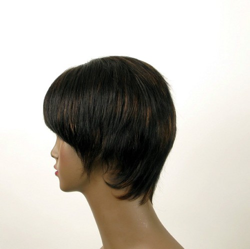 perruque afro femme 100% cheveux naturel méchée noir/cuivré JEAN 02/1b30 - Picture 3 of 9