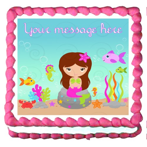 MERMAID girl Image Edible Cake topper Design - Picture 11 of 11