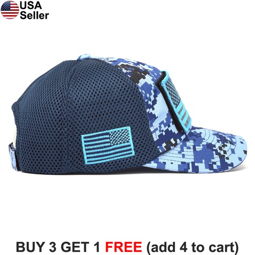 US Tactical American Flag Patch Cap Hat USA Detachable Logo Armed Military Mesh - Picture 47 of 48