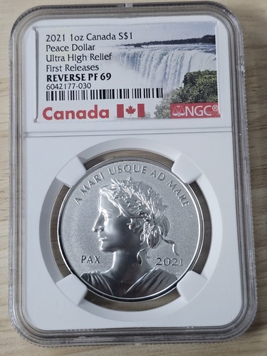 2021 Canada $1 Peace Dollar Ultra High Relief NGC Reverse PF69 First Releases