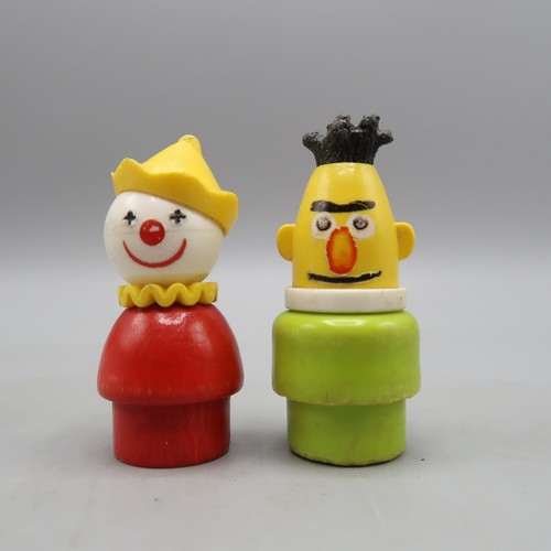 Vintage Fisher Price Little People Bert Sesame Street Clubhouse & Clown Figure