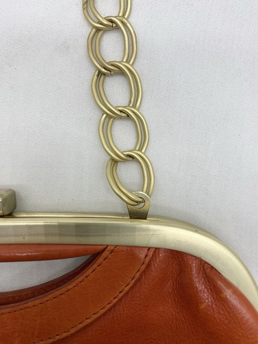 Vintage Latico NJ. USA Burnt Orange Cowhide Leather Purse Clutch Push Clasp - Picture 6 of 13