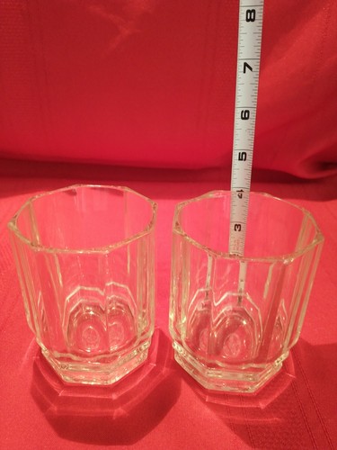 2 Vintage VETRAVIR Heavy Lowball 8 Panel Glasses 1930s Italy  - Picture 3 of 12