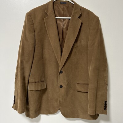 Stafford Corduroy Blazer Men 44R Camel Elbow Patch Sport Coat