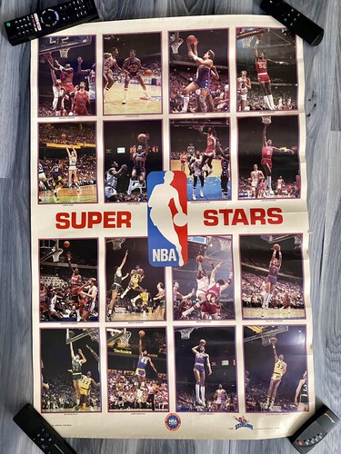 Seltenes NBA SUPERSTARS 1980’s POSTER - Michael Jordan, Larry Bird, Dr J