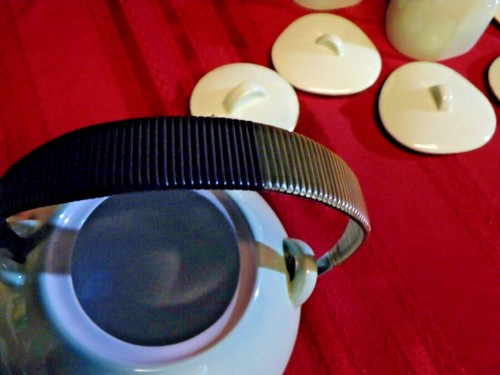 Juego de té/saqui MCM Kokura Ware Toyo Toki Kaisha olla verde menta 5 tazas con tapa Japón - Imagen 6 de 6