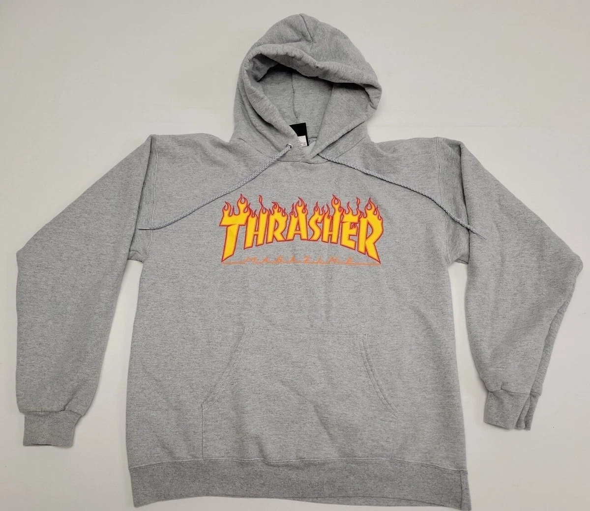 Pull capuche Thrasher Magazine flammes grises pour hommes taille petite skateb