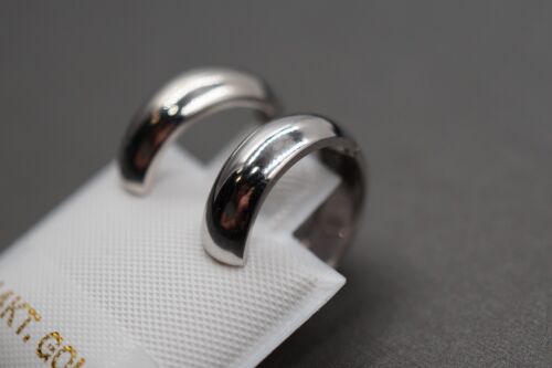 Pendientes de aro huggie pulido oro blanco liso de 14 K 4,6 mm. Mujeres niños hombres - Imagen 11 de 11