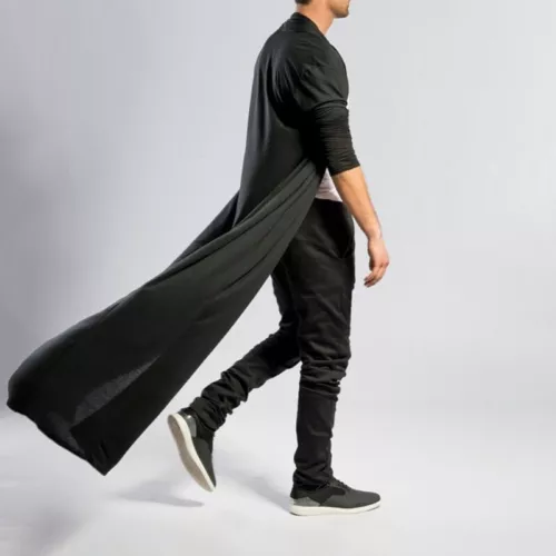 Cappotto lungo uomo giacca a vento outwear lunghezza caviglia cardigan giacca trench uk - Foto 9 di 22