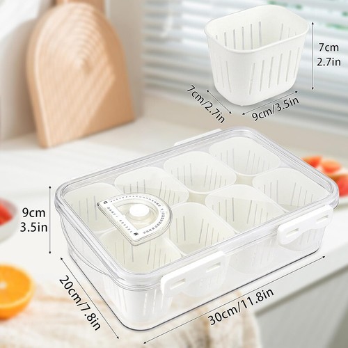 Divided Serving Tray with Lid Box Candy Fruits Nuts Snack 8 Compartments Clear - Picture 2 of 4