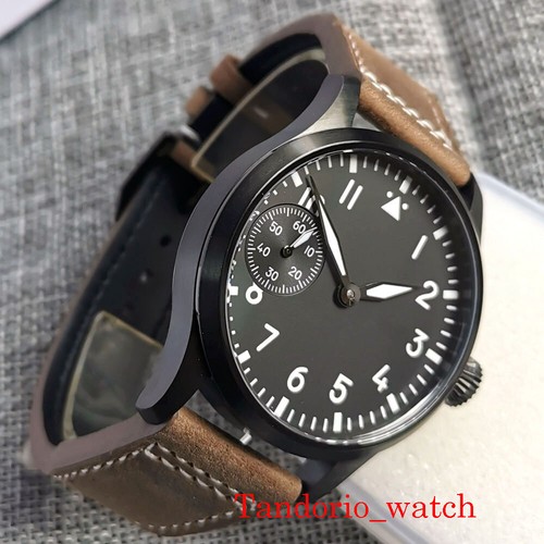 42 mm esfera blanca 17 joyas 6497 cuerda manual para hombre correa de cuero luminoso - Imagen 4 de 24