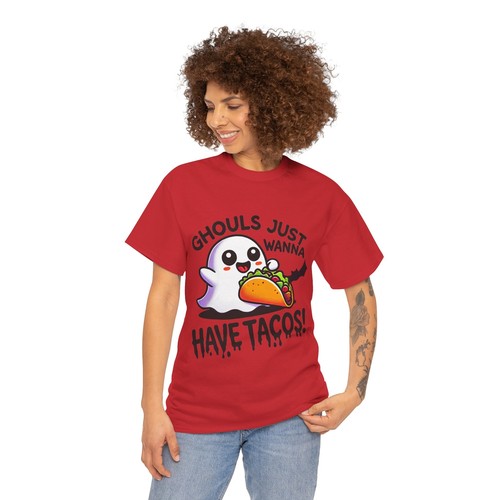 Ghouls Wanna Have Tacos T-Shirt Funny Spooky Halloween Party Shirt Ghost - Picture 31 of 31