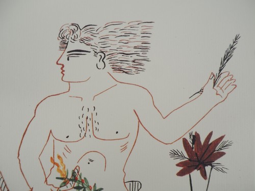 Alekos FASSIANOS : Cycliste à l'épi de blé, Lithographie signée - Foto 4 di 6