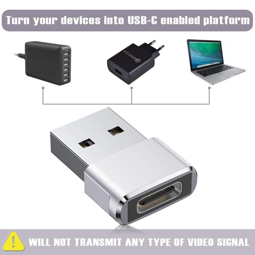 Adaptateur USB C Femelle vers USB A Mâle, Type C vers A Connecteur Chargeur USB - Noir - Photo 6 sur 11