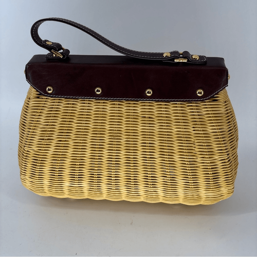 Borsa a mano Etienne Aigner marrone e marrone con texture in vimini intrecciato con portafoglio - Foto 10 di 16