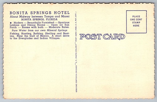POSTCARD BONITA SPRINGS HOTEL ,BONITA SPRINGS FL - Picture 2 of 2