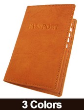 WORLD PASSPORT COWHIDE SOLID LEATHER COVER Travel 8 Card Case Men Wallet New