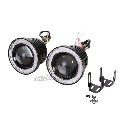 2x 2.5" Car Fog Light COB LED Projector Amber Angel Eye Halo Ring DRL Driving - Picture 6 of 10