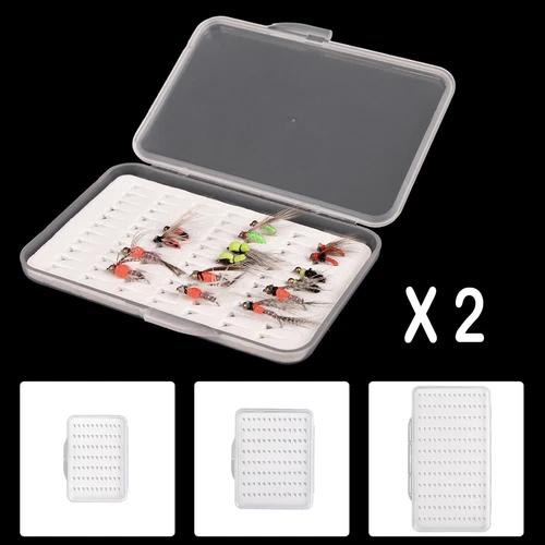 2 X Fly Box Flies Fishing Hooks Fish Lure Storage Tackle Boxes Baits Container 