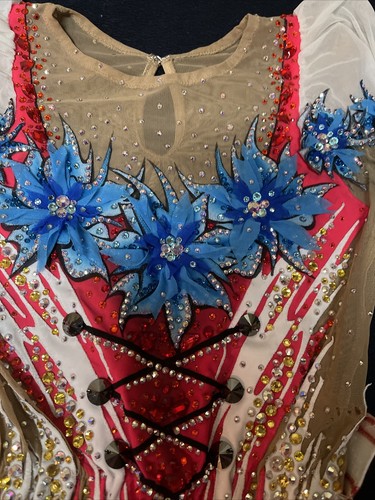 Rhythmic Gymnastic Girl Competition Leotard 3D Flower Sz 12-14 Year New Standard - Picture 7 of 9