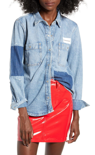 Calvin Klein Jeans Unisex Logo Patch Utility Shirt Jacket XS - Picture 7 of 12