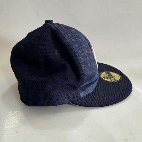 New York Yankees Hat New Era 59 Fifty Flag Embroidered Blue Size 7 New - Picture 5 of 7