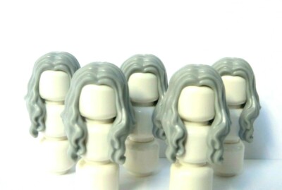 Lego 5 Girl Female Minifigure Figure Hair Wig Long Grey Over Shoulder