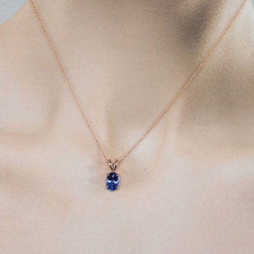 Tanzanite Oval Shape 7x5mm, 0.68 Carat Pendant In 14k Rose Gold (51250) - Picture 4 of 5