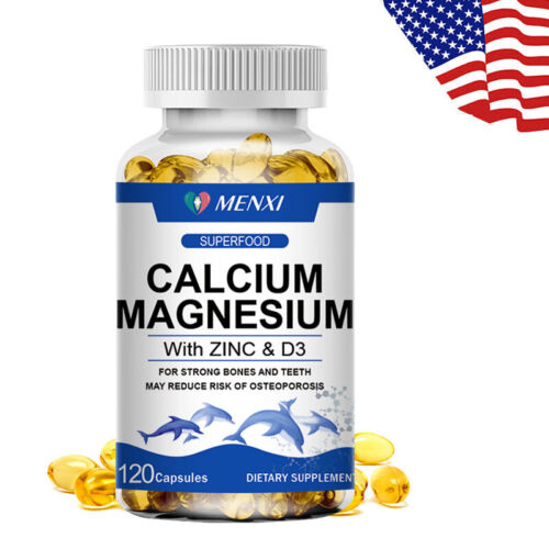 Calcium Magnesium Zinc with Vitamin D3 Capsules Bone Health Muscle Improvement - Picture 1 of 9