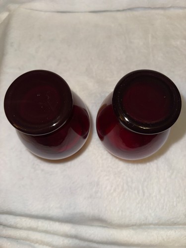 Royal Ruby Anchorglass Anchor Hocking Pair Red Vases 6" Vintage - Picture 2 of 3