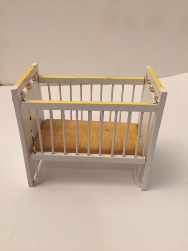 Muebles de madera vintage para casa de muñecas infantil - 8 piezas guinga blanca/amarilla - Imagen 7 de 10