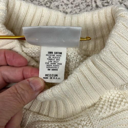 VTG Script Cleveland Browns Cotton Waffle Knit Sweater Adult M Cream NFL - Picture 9 of 11