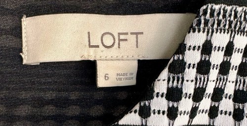 Loft Womens Fit & Flare Dress Black & White Geometric Pattern Sleeveless Size 6 - Picture 5 of 13