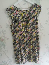 Poem by Oliver Bonas Sheer Floral Print Tea Dress with side pockets Size UK 12