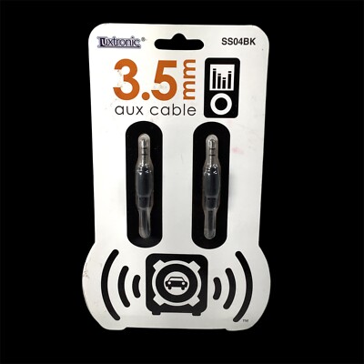 Luxtronic 3 ft (900 mm) length 0.138 inch (3.5 mm) black aux cable ss04bk  NEW
