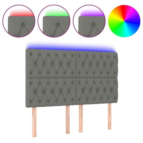 NNEVL LED Headboard Dark Grey 160x7x118/128 cm Fabric - Picture 2 of 6
