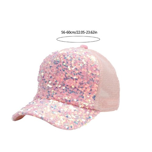 Girl Breathable Baseball Caps Sequins Visors Hat Teen Wide Brims Sunproof Hat - Picture 8 of 11