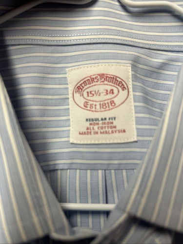 Brooks Brothers Light Blue & White Long Sleeve Dress Shirt 15.5- 34- Pristine! - Picture 6 of 6