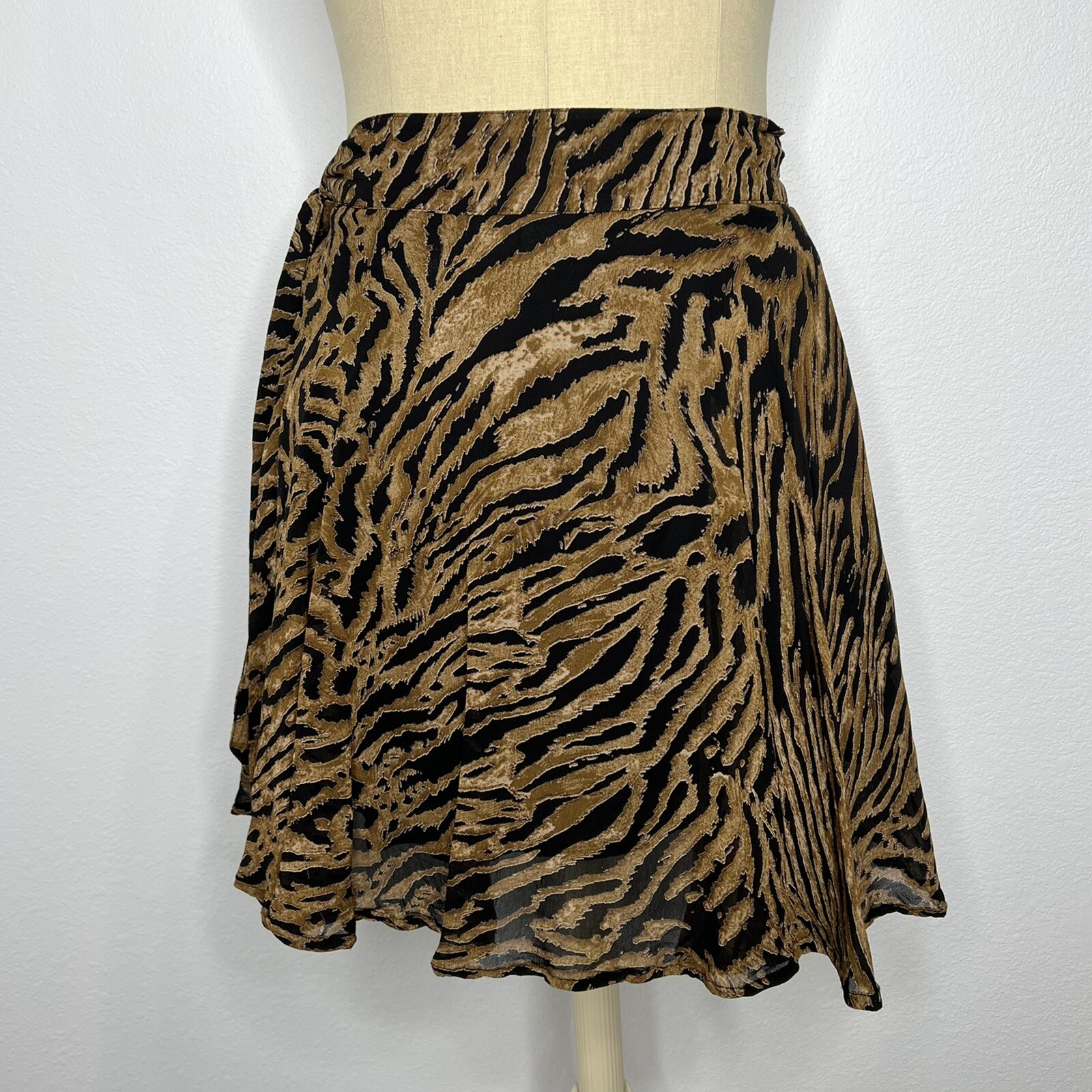 GANNI Brown & Black Tiger Animal Print Georgette … - image 4