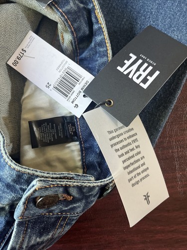 Pantalones de mezclilla recortados FRYE Veronica, pierna recta, puños, desgastados para mujer 25, $179 nuevos con etiquetas - Imagen 16 de 16