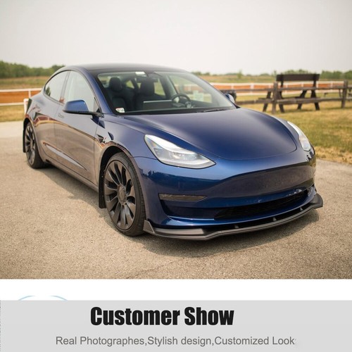 For Tesla Model 3 Sedan 2016-2023 Real Carbon Front Bumper Lip Spoiler Splitters - Foto 4 di 13
