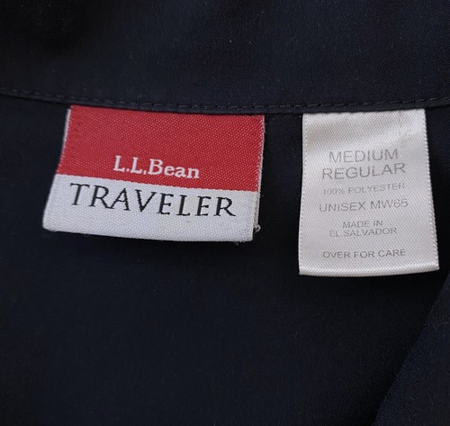 L.L. Bean Unisex Sz M Black Button Up Shirt Long Sleeve Pocket - Picture 2 of 6