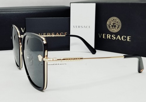 VERSACE black-gold/dark grey VE2247D 143887 57 sunglasses NEW IN BOX! - Picture 6 of 13