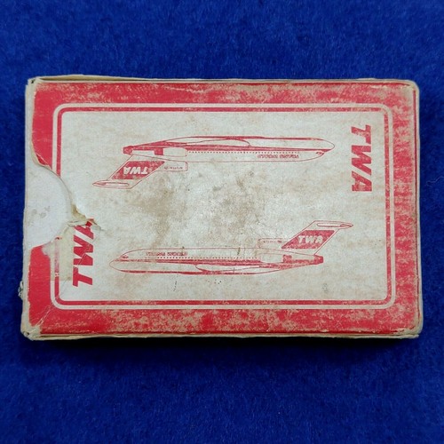 Tarjetas de juego de publicidad de aerolínea TWA de colección caja abierta avión jet - Imagen 3 de 8