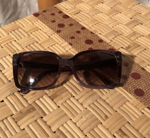 Lanvin Sunglasses SLN504 Marble Purple Horn Square Frames with Purple Lenses - Picture 2 of 9