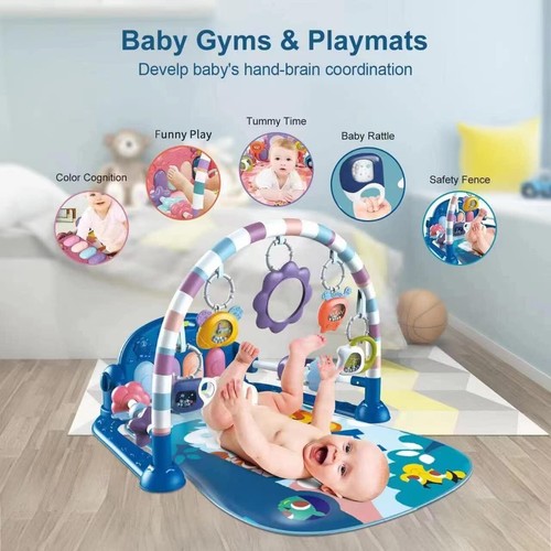 Spieldecke mit Spielbogen Baby Gym Spielmatte Krabbeldecke Erlebnisdecke Blau - Bild 4 von 22
