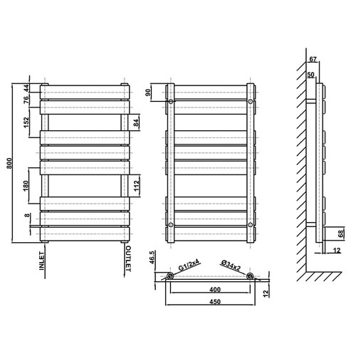 White Designer Flat Panel Oval Column Towel Rail Radiator Central Heating UK - Picture 194 of 252
