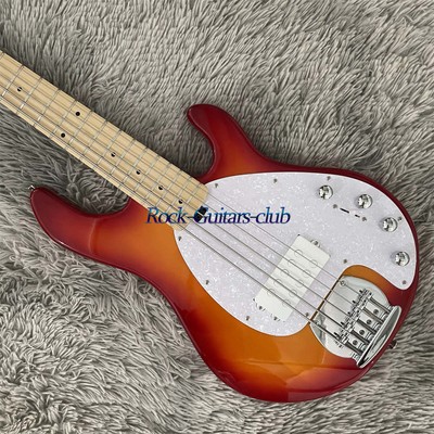 Unbranded 5 String Stingray Electric Bass Guitar Cherry Sunburst Solid Body
