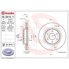 2x Bremsscheibe BREMBO 09.D619.11 passend für NISSAN RENAULT